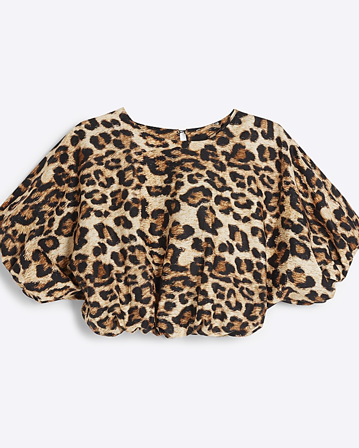 Beige Zip up Collared Leopard Cap Sleeve Top