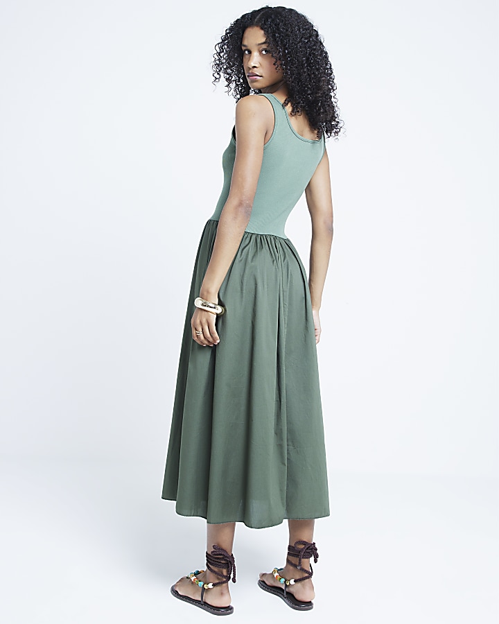 1212061 Khaki Midi Dress