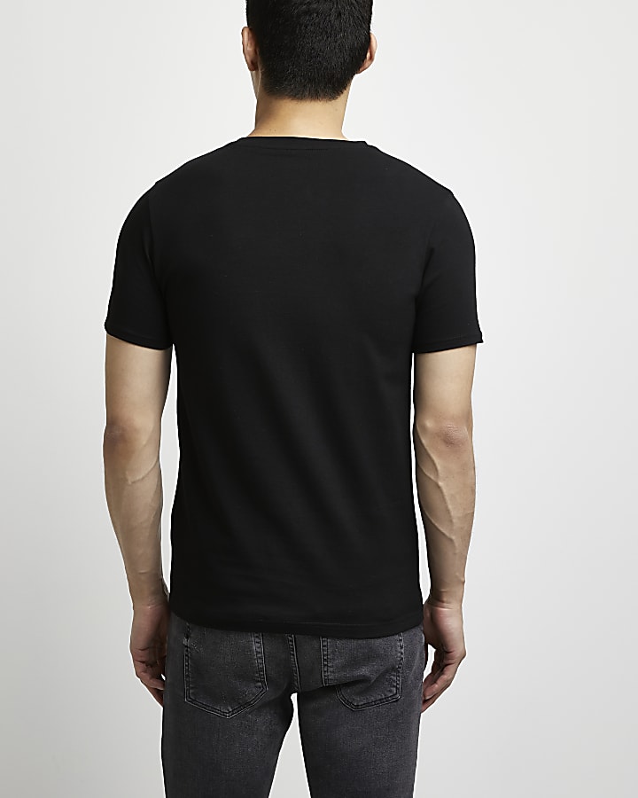 Black muscle fit stretch t-shirt