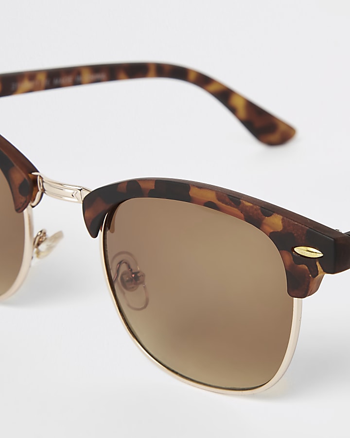 Brown tortoise shell retro frame sunglasses