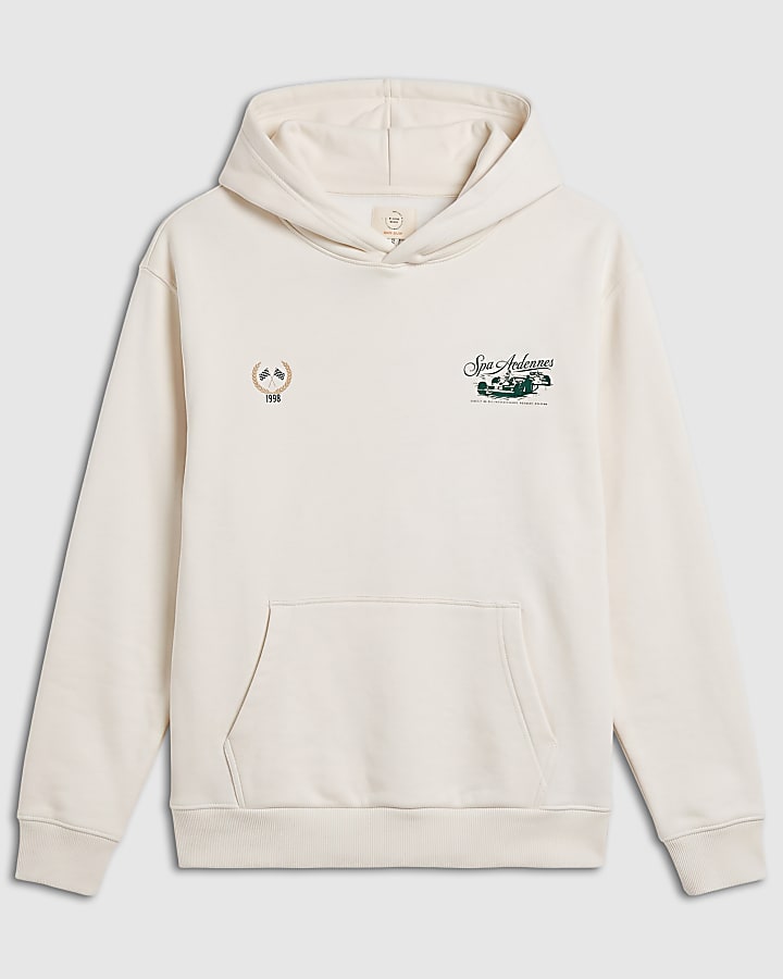 Cream Regular Fit Spa Academy Car Hoodie