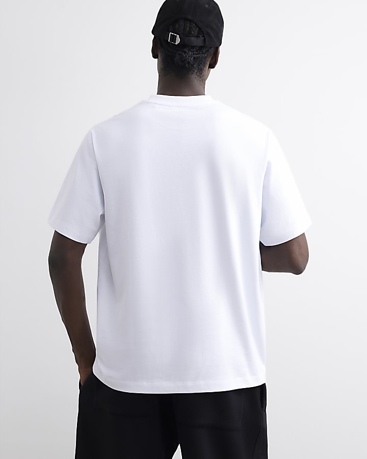 White Cotton Applique Crest T-Shirt