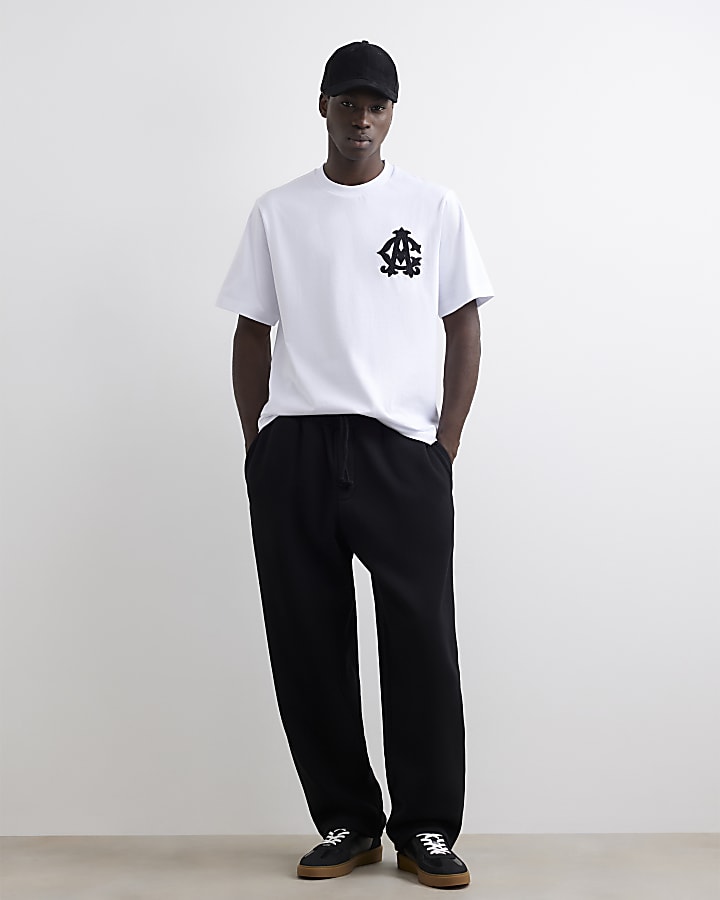 White Cotton Applique Crest T-Shirt