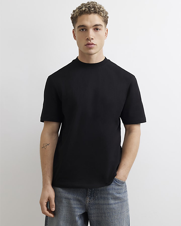 Black Regular Fit Cotton Pack Of 5 T-Shirt