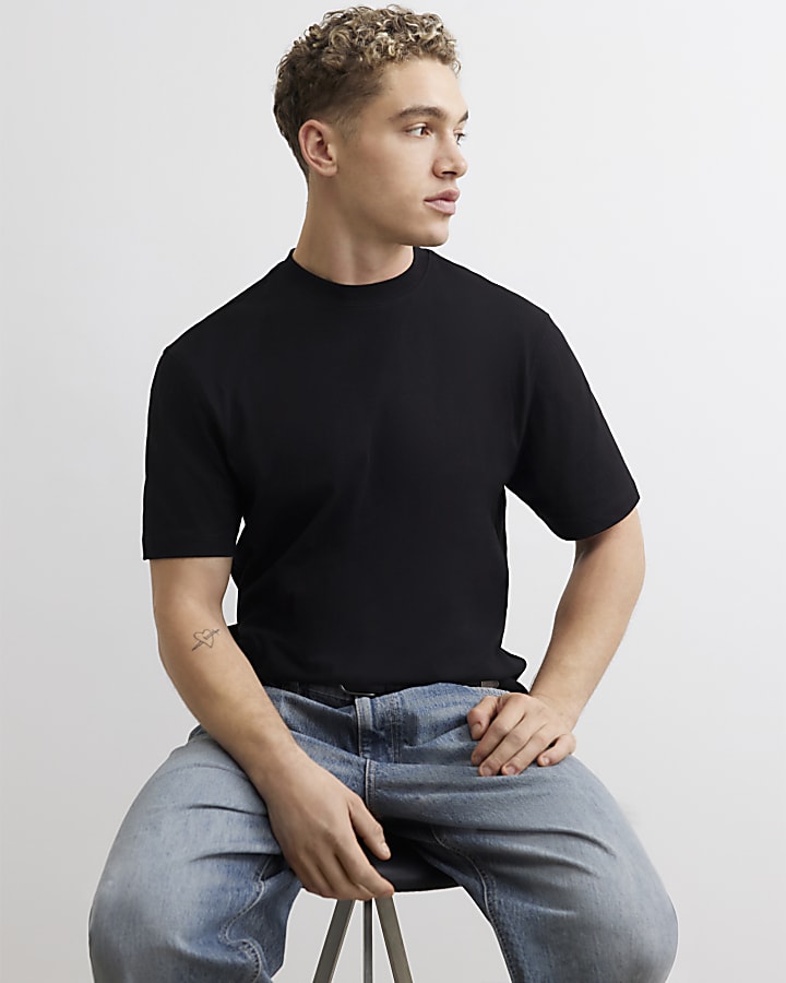 Black Regular Fit Cotton Pack Of 5 T-Shirt