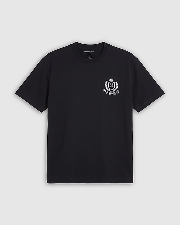 Black Regular Fit Cotton Manor Club T-Shirt