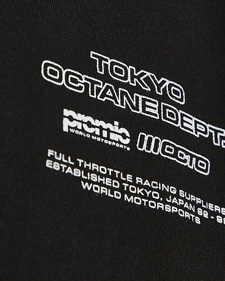 Black Regular Fit Cotton City Scape T-Shirt
