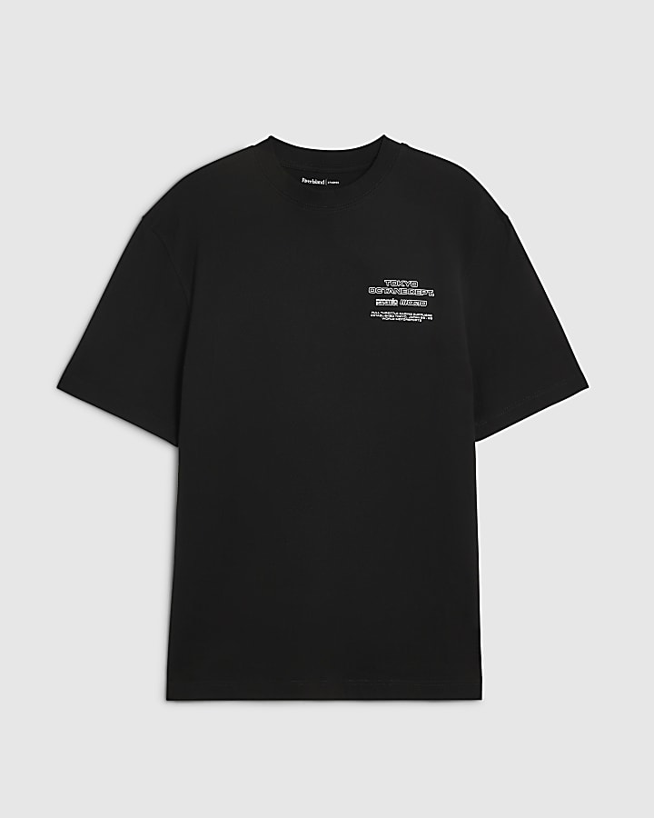Black Regular Fit Cotton City Scape T-Shirt