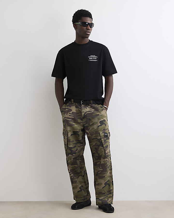 Black Regular Fit Cotton City Scape T-Shirt