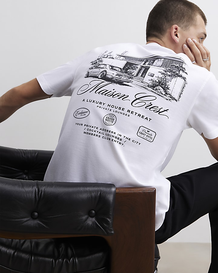 White Regular Fit Maison Car T-Shirt