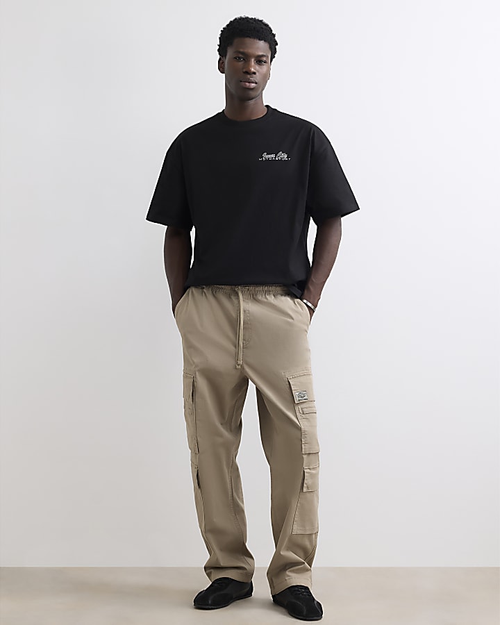 Black Cotton Sunset Cityscape T-Shirt