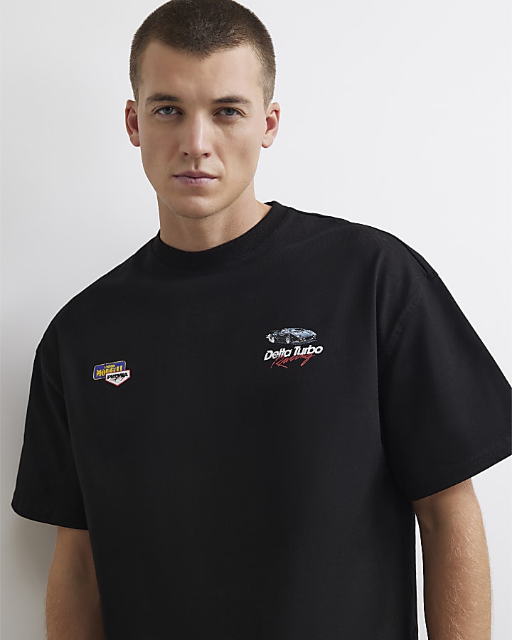 Black Cotton Delta Turbo Car T-Shirt
