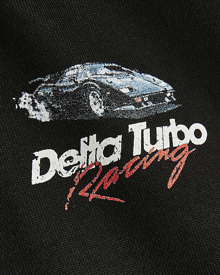 Black Cotton Delta Turbo Car T-Shirt