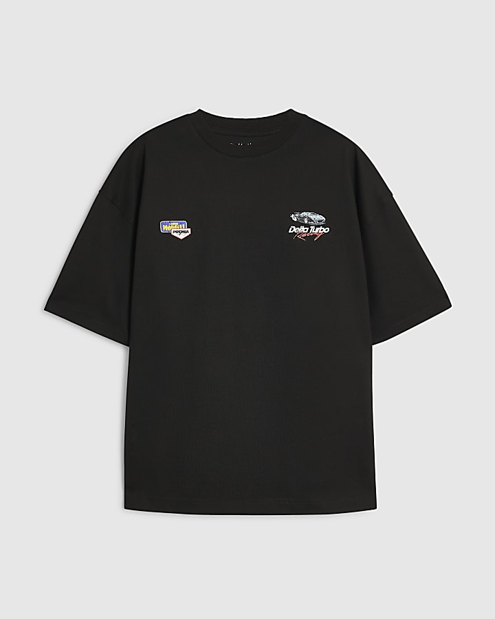 Black Cotton Delta Turbo Car T-Shirt