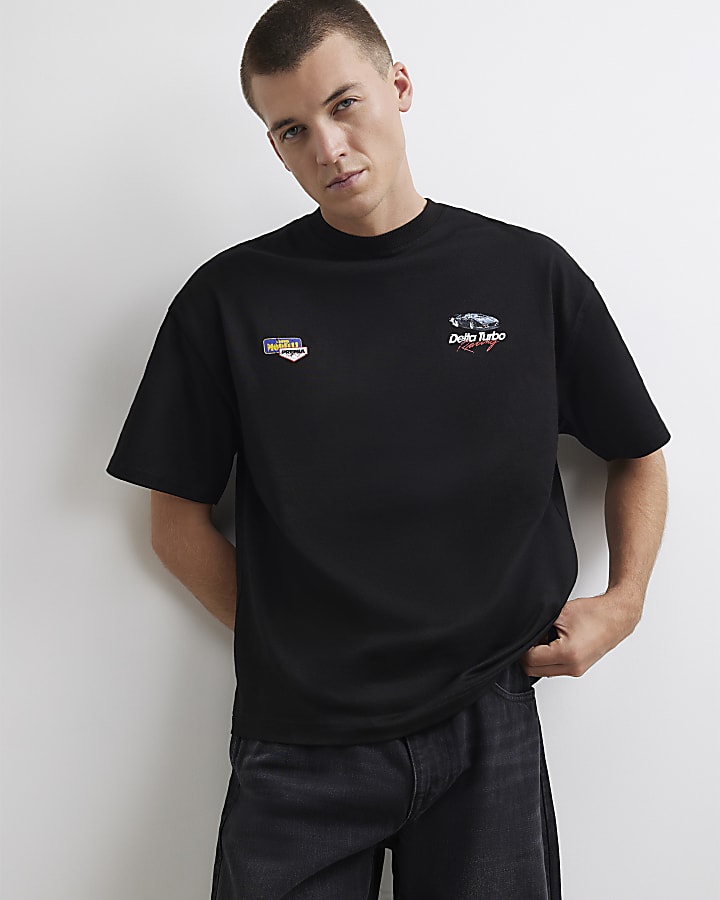 Black Cotton Delta Turbo Car T-Shirt