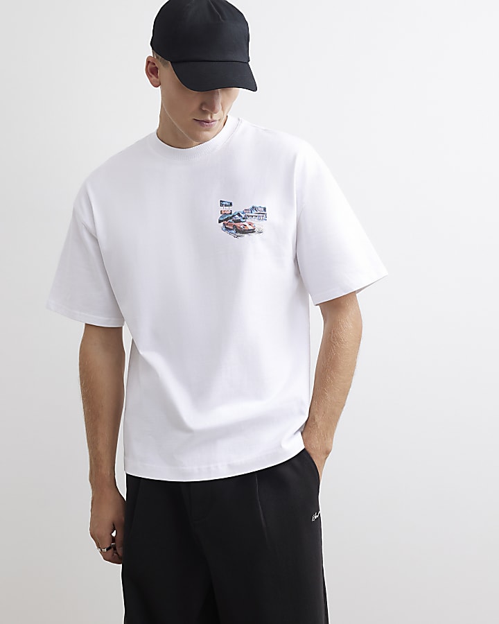 White Cotton Mountain Gas Car T-Shirt