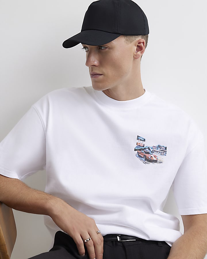 White Cotton Mountain Gas Car T-Shirt