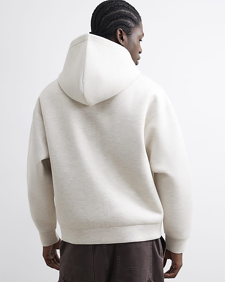 Cream Premium Cotton Zip Through Hoodie