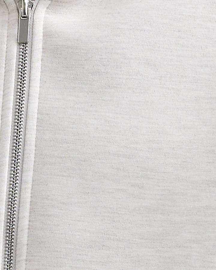 Cream Premium Cotton Zip Through Hoodie