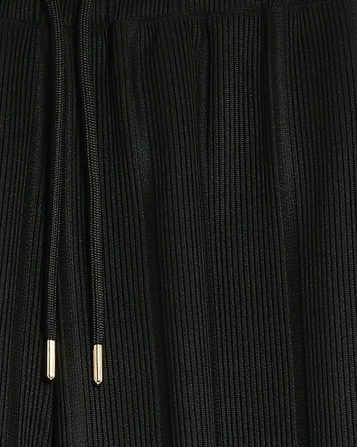 Black Wide Leg Plisse Joggers