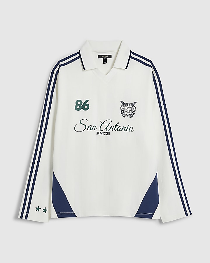 White Oversized Fit San Antonio Polo Top