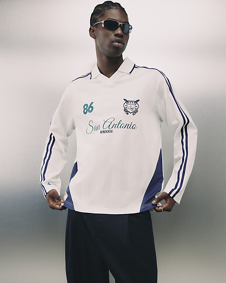 White Oversized Fit San Antonio Polo Top