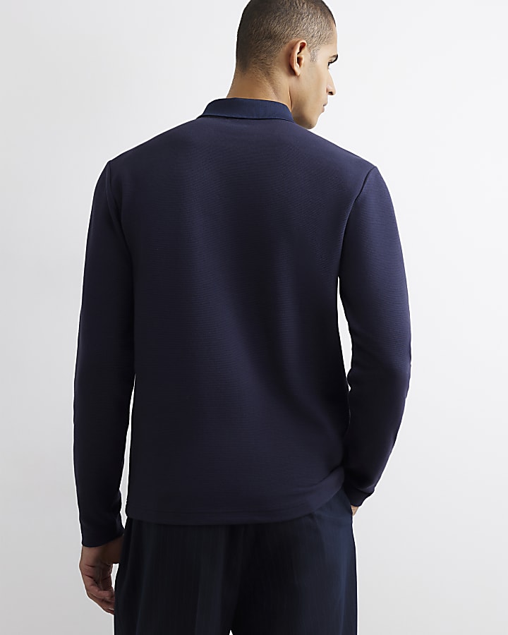 Navy Slim Fit Crest Polo Shirt