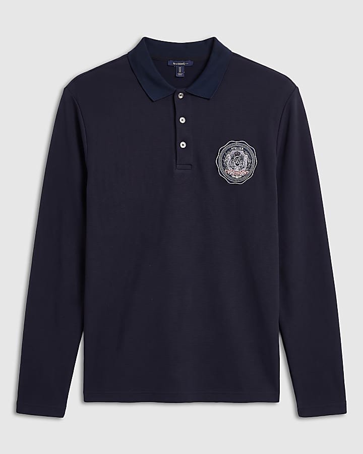 Navy Slim Fit Crest Polo Shirt