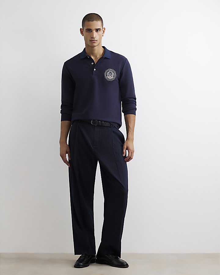 Navy Slim Fit Crest Polo Shirt