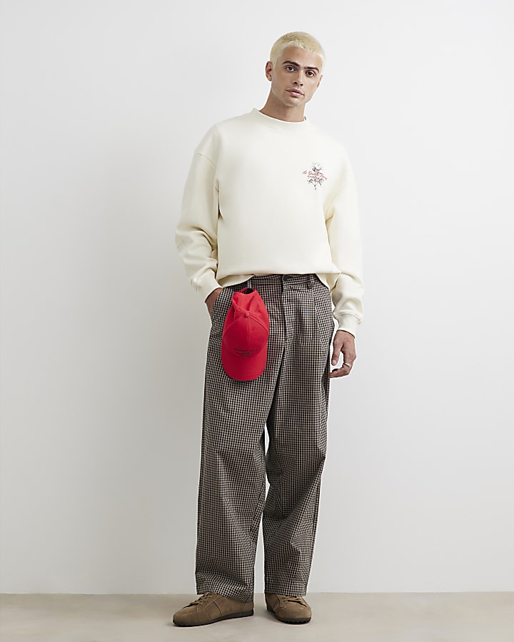 Cream Regular Fit Cotton Floral Sweatshirt