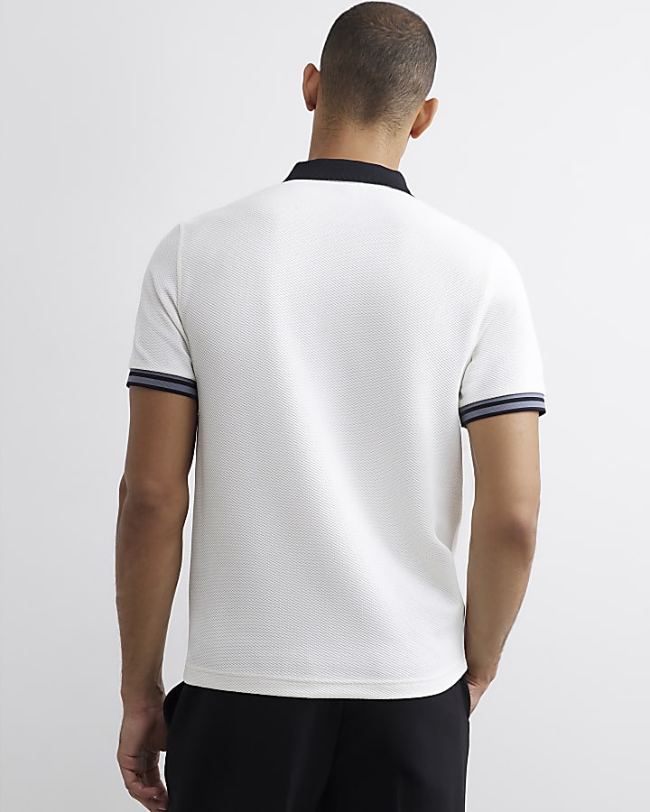 White Slim Fit Crest Polo Shirt 