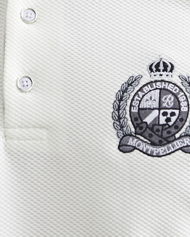 White Slim Fit Crest Polo Shirt 