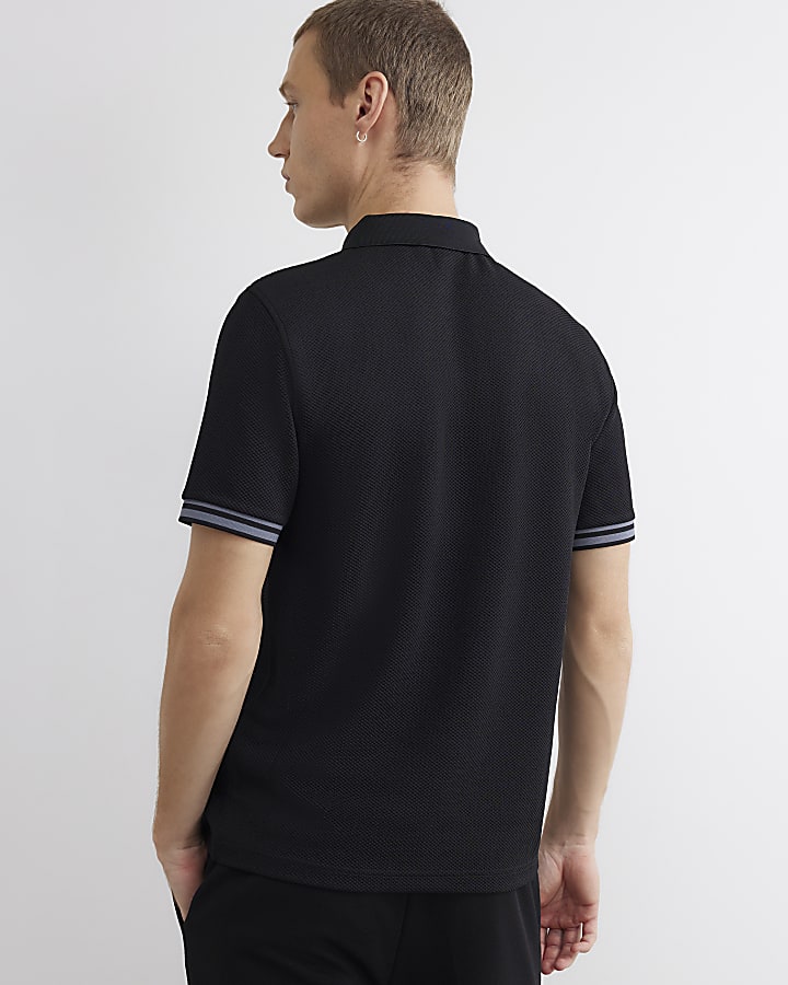 Black Slim Fit Crest Polo Shirt