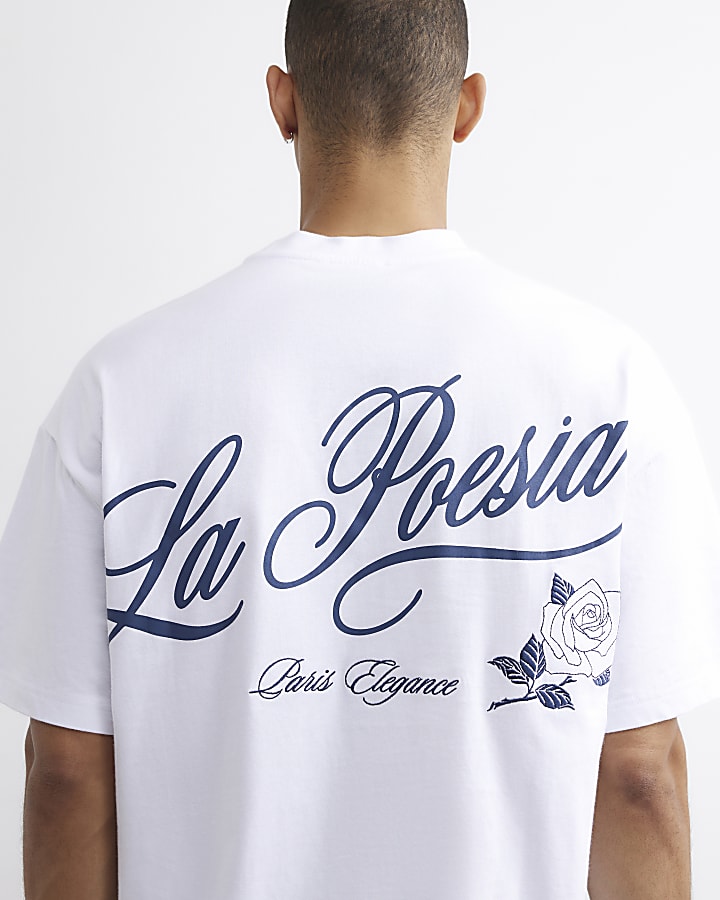 White Cotton La Poesia Floral T-Shirt