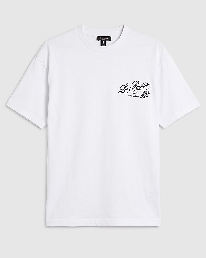 White Cotton La Poesia Floral T-Shirt