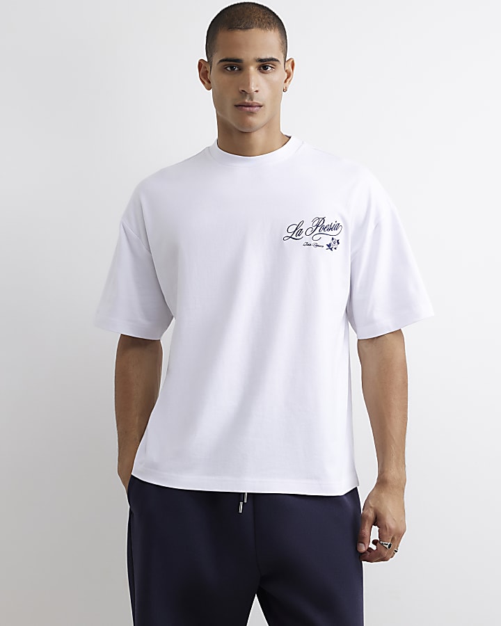 White Cotton La Poesia Floral T-Shirt