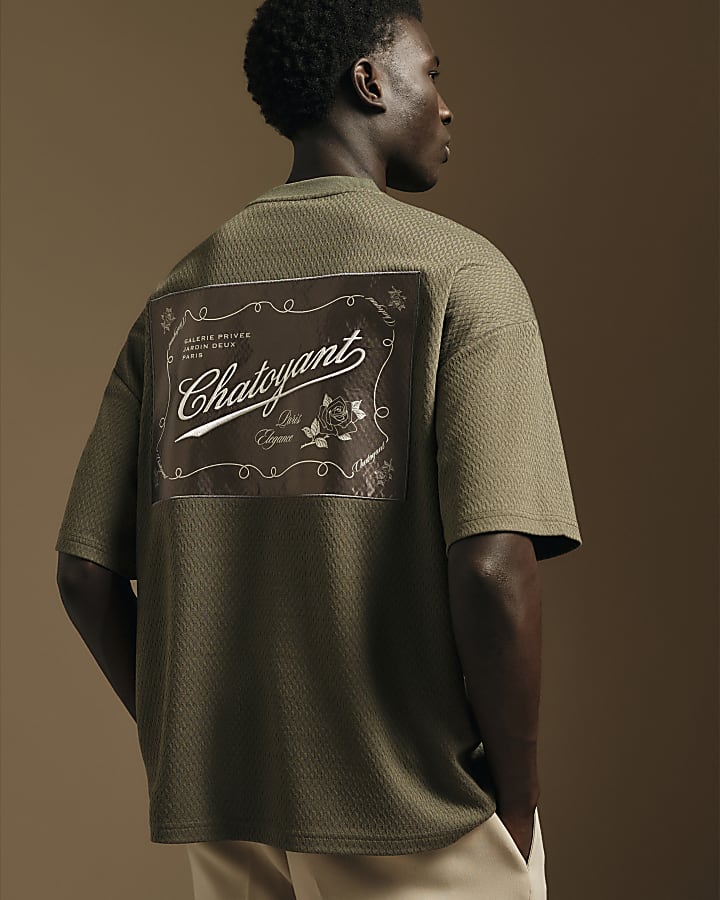 Khaki Cotton Chatoyant Triangle T-Shirt