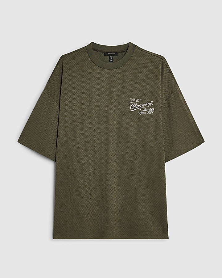 Khaki Cotton Chatoyant Triangle T-Shirt