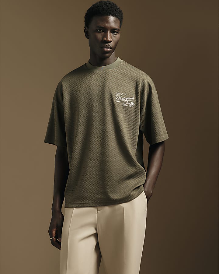 Khaki Cotton Chatoyant Triangle T-Shirt