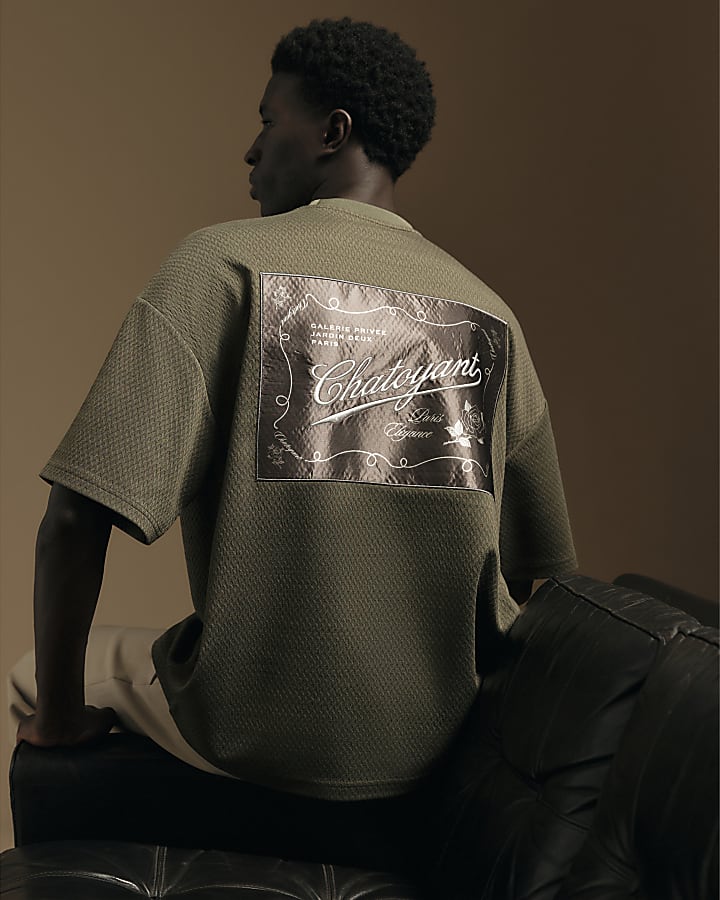 Khaki Cotton Chatoyant Triangle T-Shirt