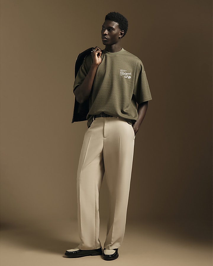 Khaki Cotton Chatoyant Triangle T-Shirt