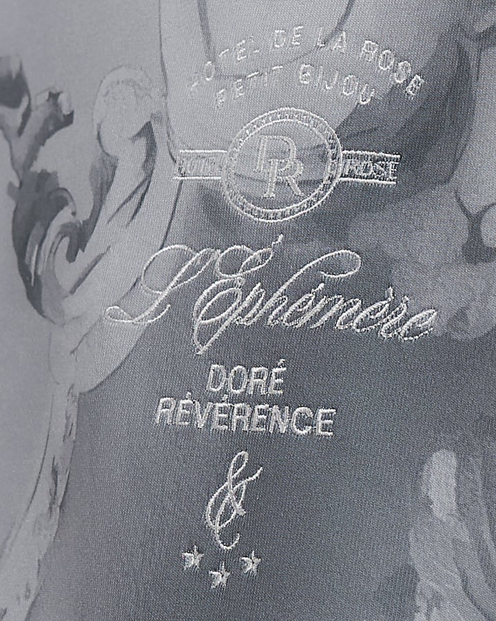 Grey Oversized Fit Baroque Hoodie