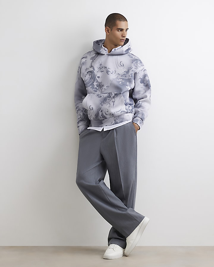 Grey Oversized Fit Baroque Hoodie