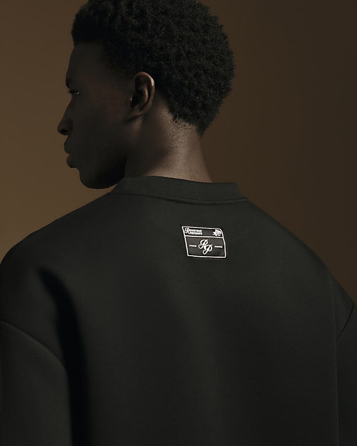 Black Premium Floral Embroidered Sweatshirt