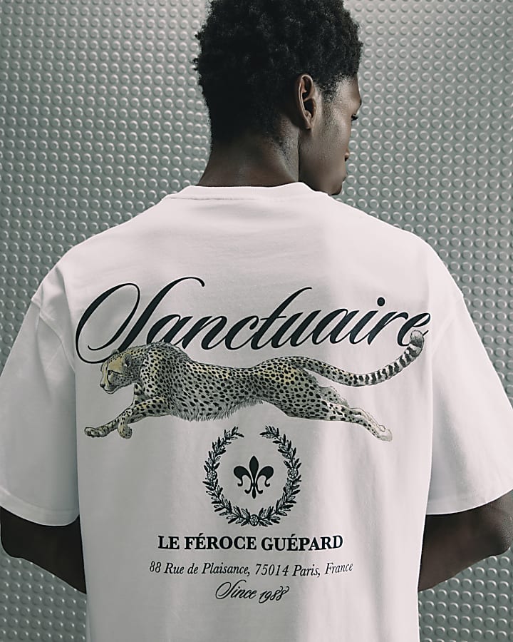 White Oversized Sanctuaire Graphic T-Shirt