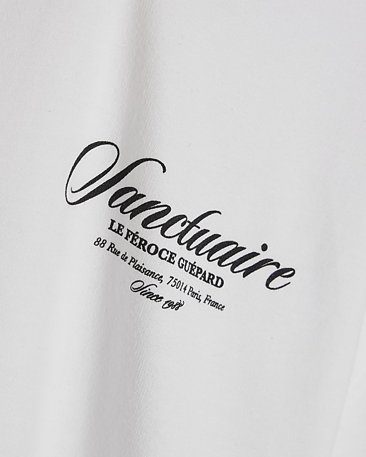 White Oversized Sanctuaire Graphic T-Shirt