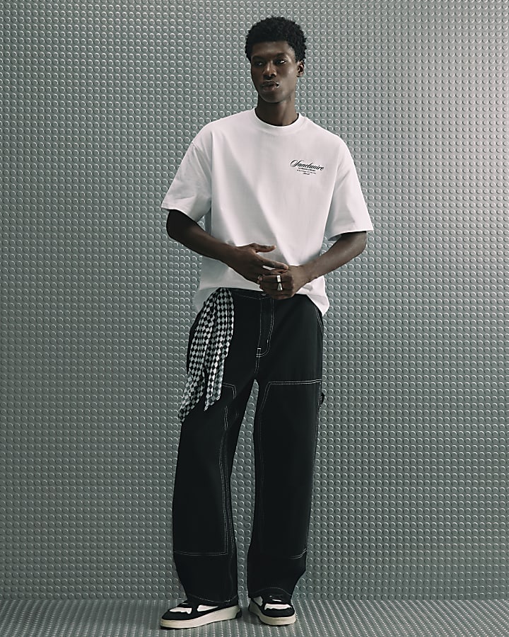 White Oversized Sanctuaire Graphic T-Shirt