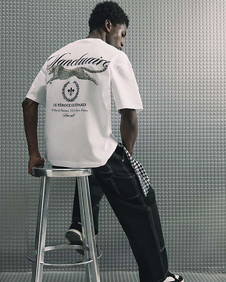 White Oversized Sanctuaire Graphic T-Shirt