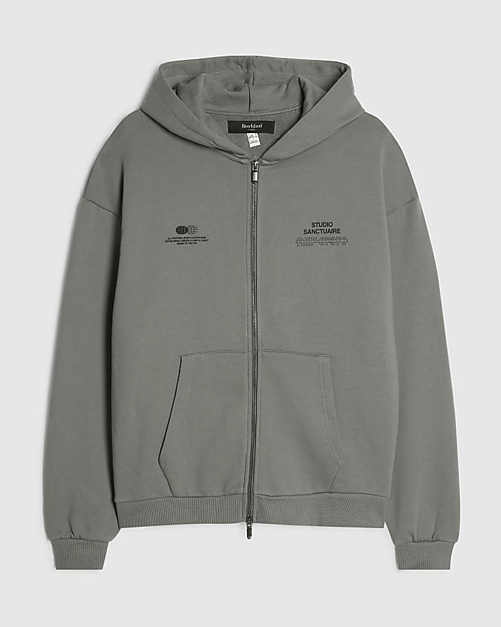 Grey Oversized Fit Sanctuaire Hoodie