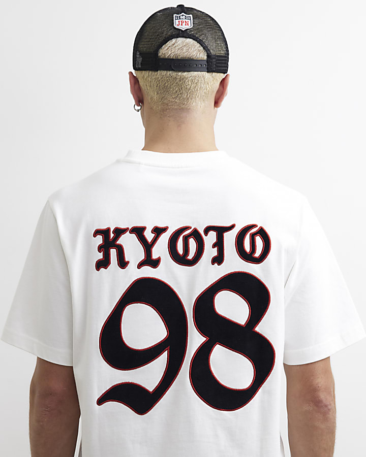 White Regular Fit Kyoto Velvet Patch T-Shirt